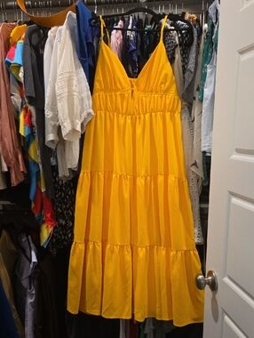 NEW Yellow Tiered Spaghetti-Strap Summer Dress